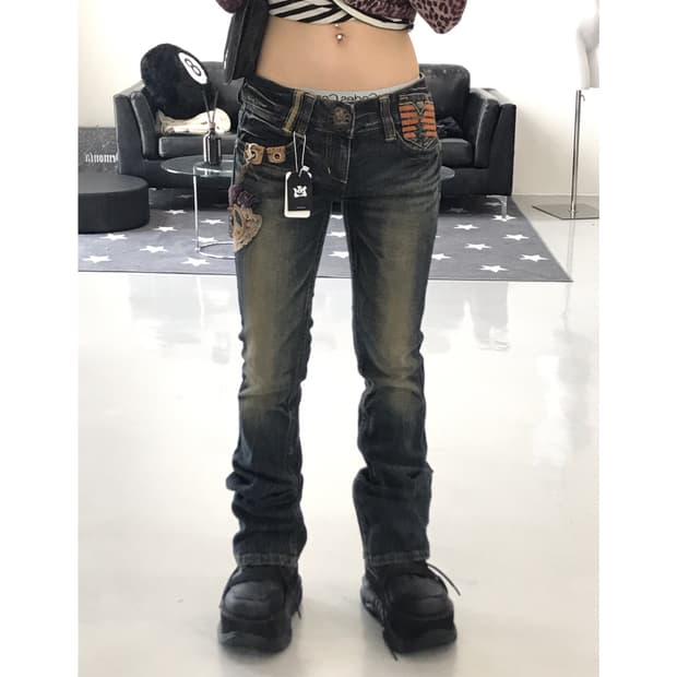 Red Pepper Detail Denim Jeans
