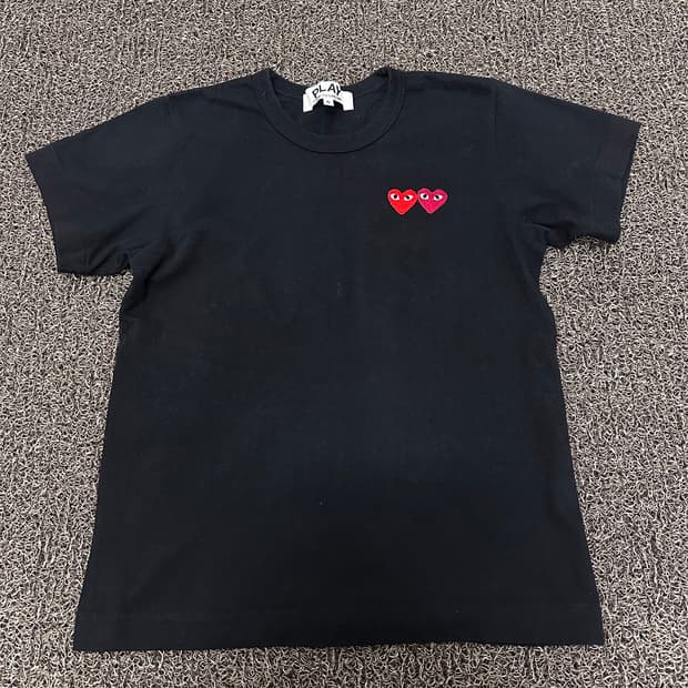 꼼데가르송 여성 더블 와펜 반팔티셔츠 블랙 S