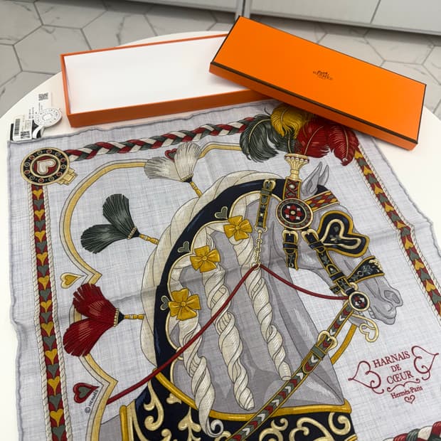 [새상품] 에르메스 캐시미어 실크 스카프 45