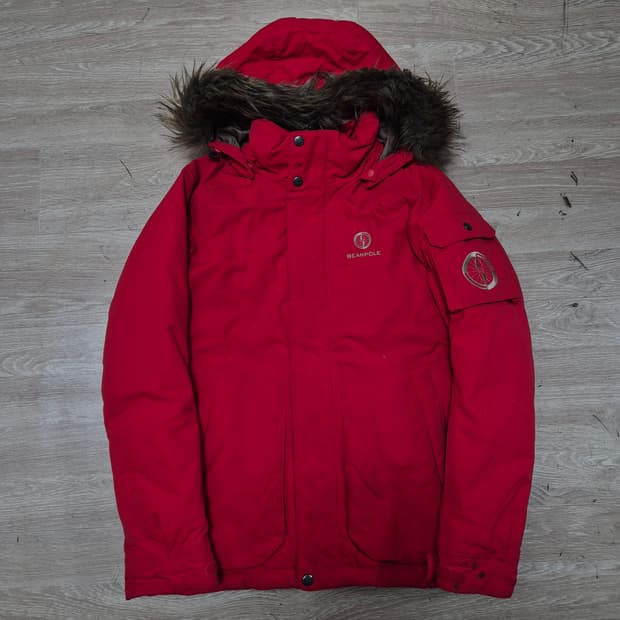 빈폴 아웃도어 사이드포켓 덕다운 퍼후드 패딩 점퍼 S(90)