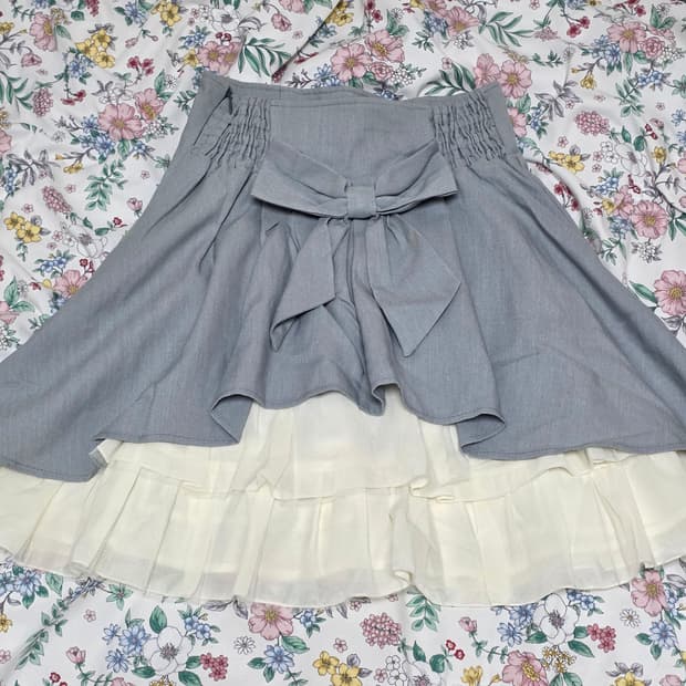 시크릿허니)일본빈티지 양산형 빅리본 코르셋 캉캉프릴 플레어치마스커트