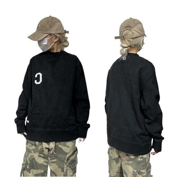 커버낫 블랙 자수 빅 로고 맨투맨 스웻 셔츠 L