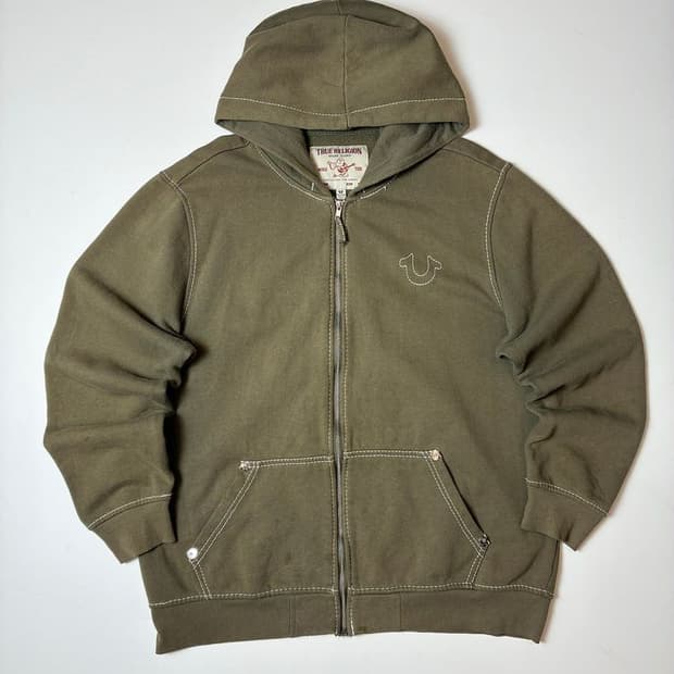 트루릴리젼 00's 밀레니엄 스티치 백 로고 후드 집업 PN8891