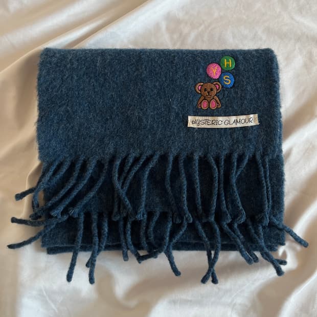 히스테릭 글래머 아카이브 곰돌이 풍선 자수 목도리 머플러