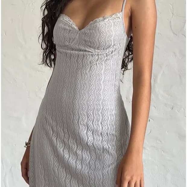 motelrocks silver gray mesh dress