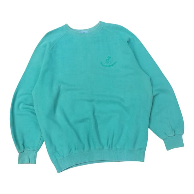  디즈니랜드 80s 빈티지 미키 마우스 자수 민트 맨투맨 (LL)