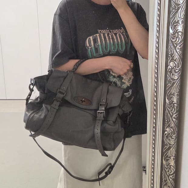Mulberry 멀버리 정품 흑장 알렉사백 오버사이즈 포기그레이 버팔로