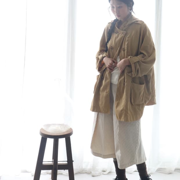 [Beams Heart] Double Button Hood Poncho