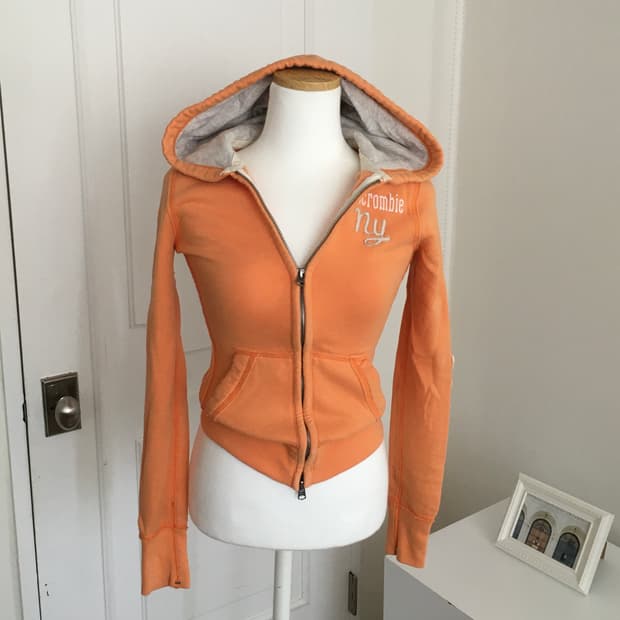 아베크롬비 y2k 오렌지 크롭 후드집업