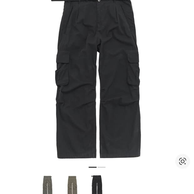 [2]폴리테루 벨티드 카고 팬츠 블랙