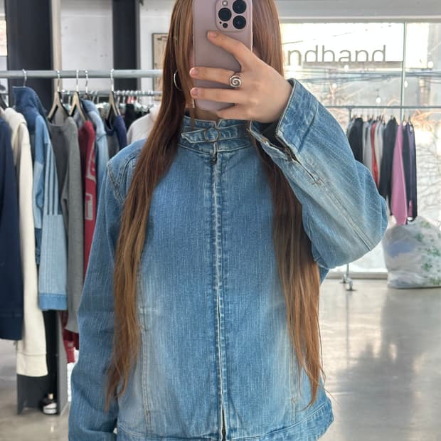 빈티지 락시크 넥버클 데님자켓