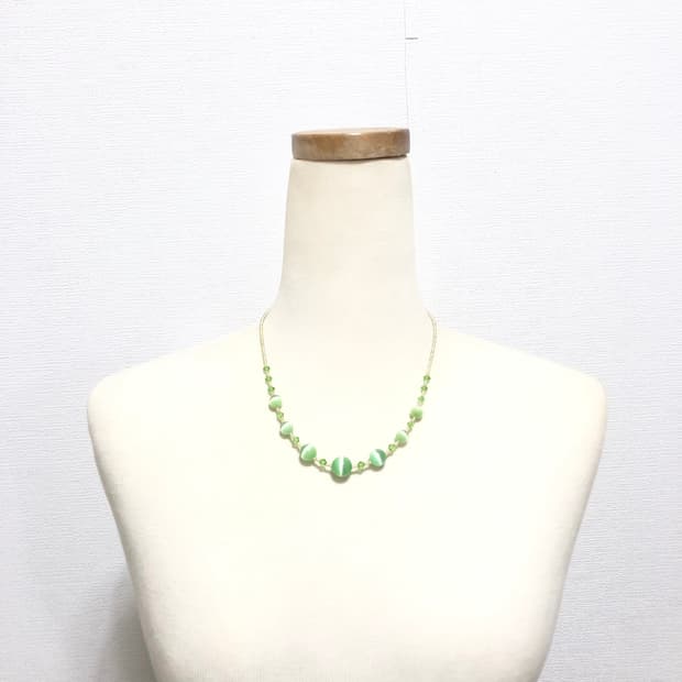 빈티지 그린 비즈 목걸이 페어리 모리걸 하구미 오리엔탈