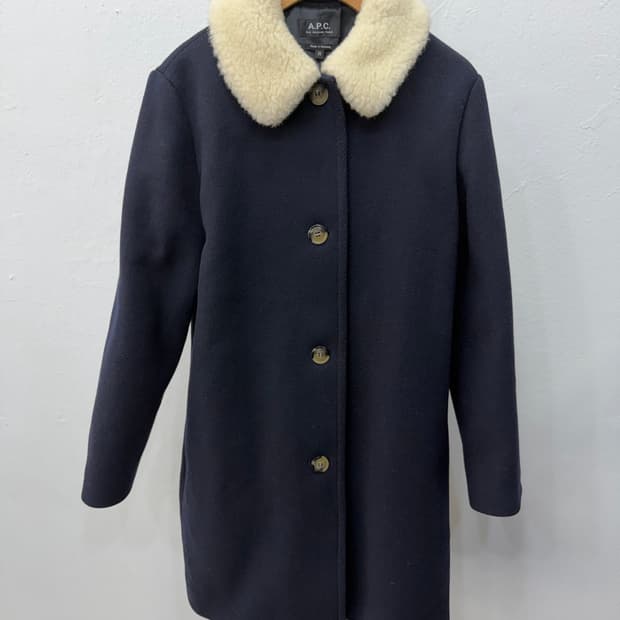 정품) A.P.C. 아페쎄 여성 넥 카라 코트 네이비 36