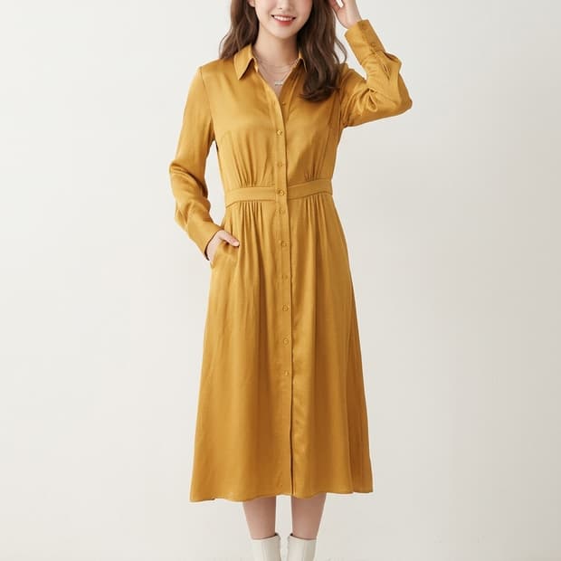 앤아더스토리즈(Paris Atelier) 레이온 셔츠 롱원피스