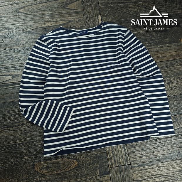 [세인트제임스] 루즈핏 보트넥 스트라이프 롱슬리브 긴팔티 M22169