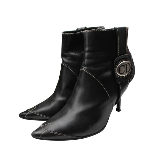 디올 블랙 스티치 CD 앵클 부츠 37