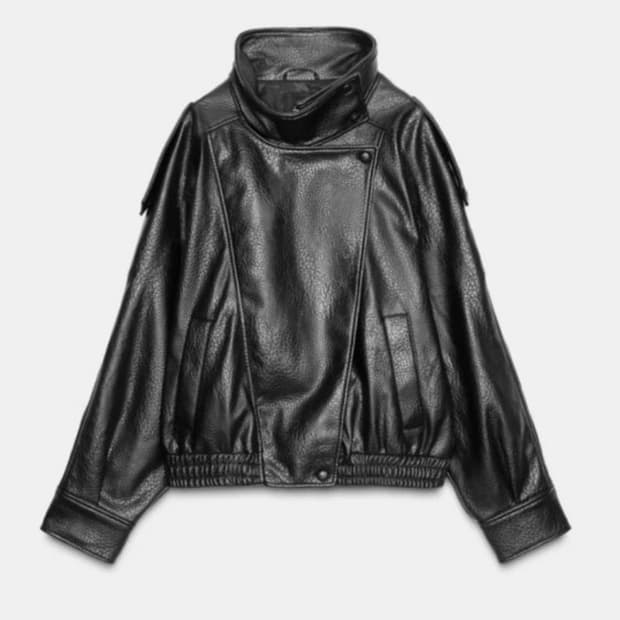 자라 가죽 자켓 (xs) 생로랑 무드