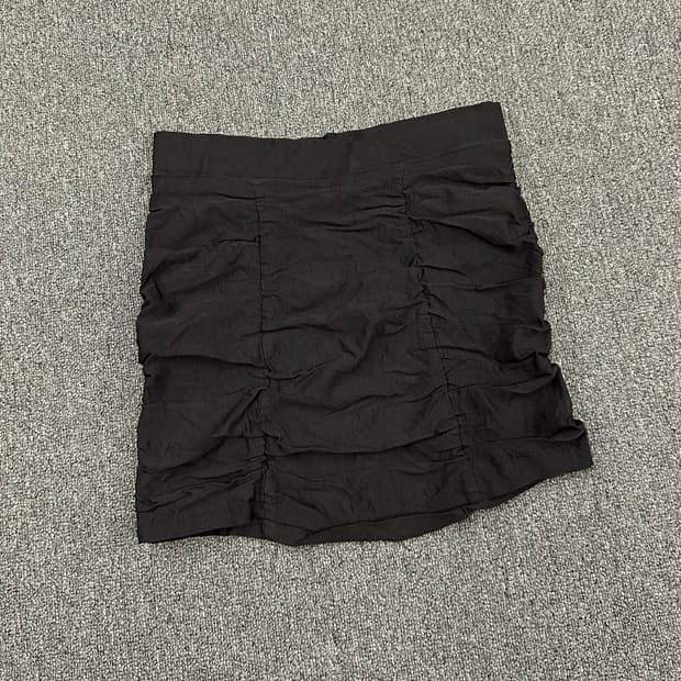 M)Japanese vintage 셔링 밴딩 블랙 미니 스커트