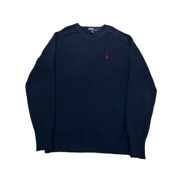100 폴로 랄프로렌 코튼 브이넥 니트