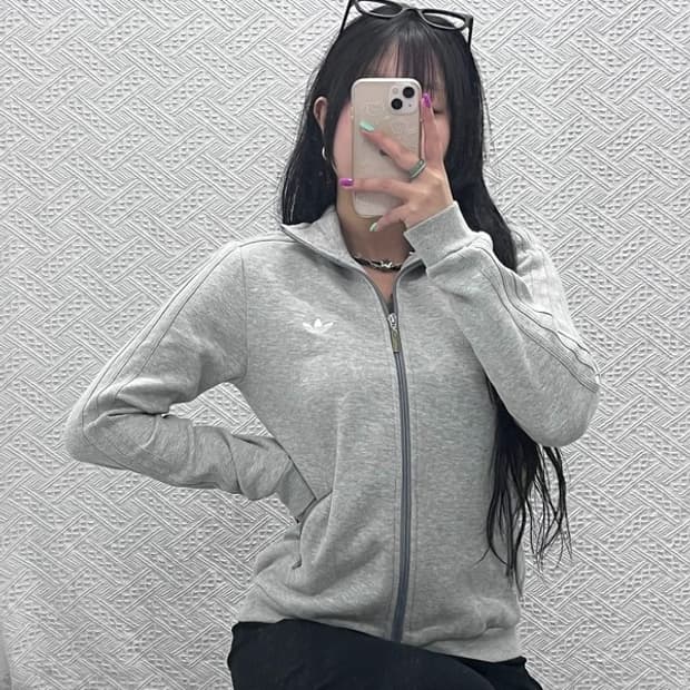 아디다스 올드스쿨 빈티지 연그레이 스웻 져지 집업 100 C07163