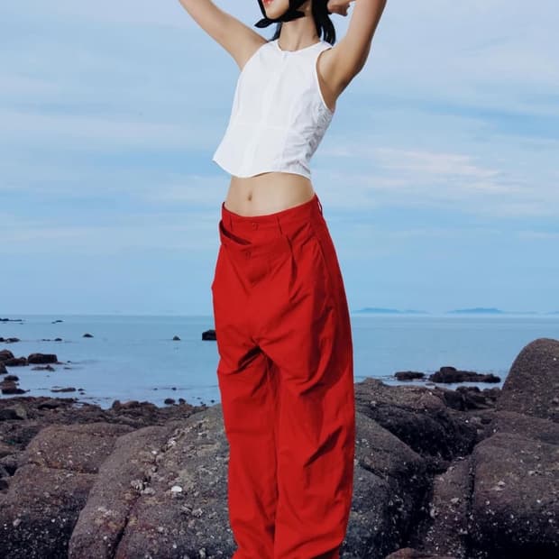 누마레ee 레드 팬츠