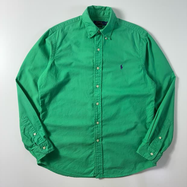 Polo  폴로 랄프로렌 신형 자수 코튼 그린 솔리드 셔츠 