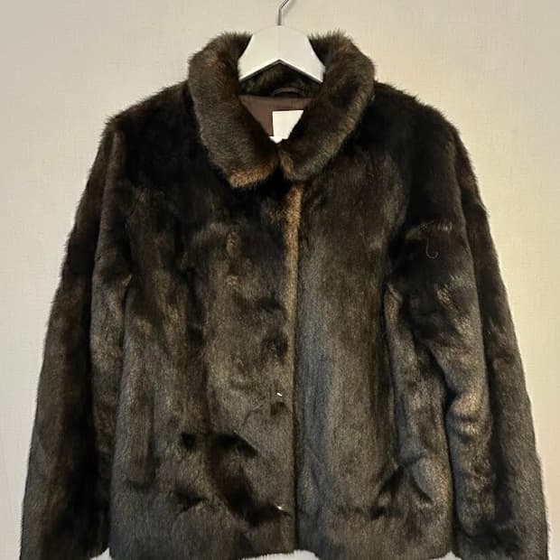 브라운 믹스 퍼 자켓 