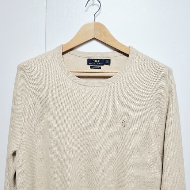 남성 폴로 피마코튼 PIMA 베이지 긴팔 니트 스웨터