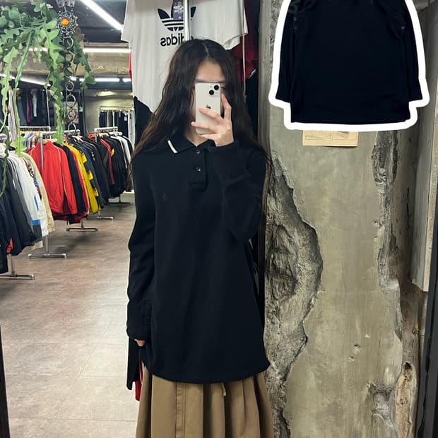 폴로 랄프로렌 기모 긴팔 카라티 블랙 L #csz1875