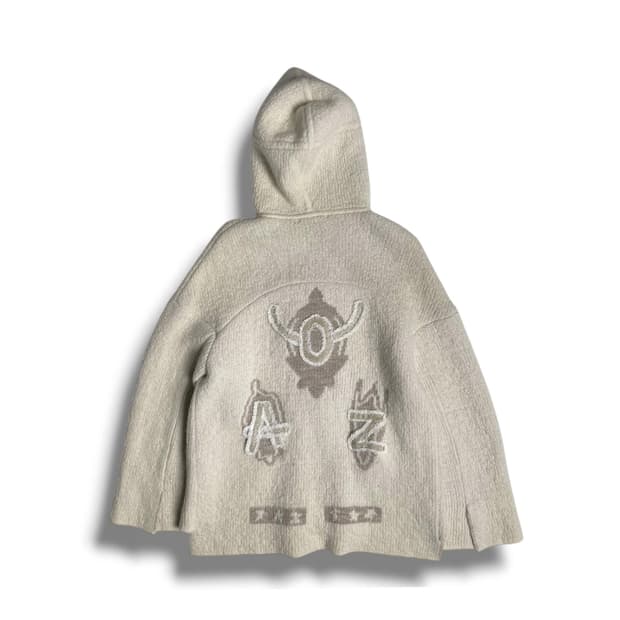 System 에스닉 패치 앙고라 블렌드 집업 후드