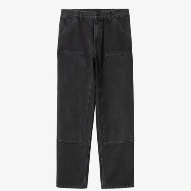 칼하트 윕 스미스 더블니 팬츠 블랙 스톤 워시드