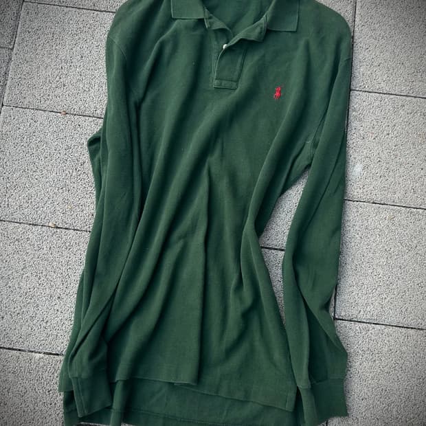 2000s POLO 딥그린 카라 포니 롱슬리브 