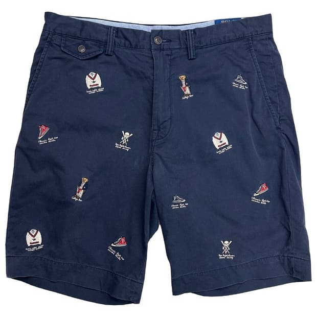POLO RALPH LAUREN 멀티자수 치노팬츠 쇼츠 네이비 33