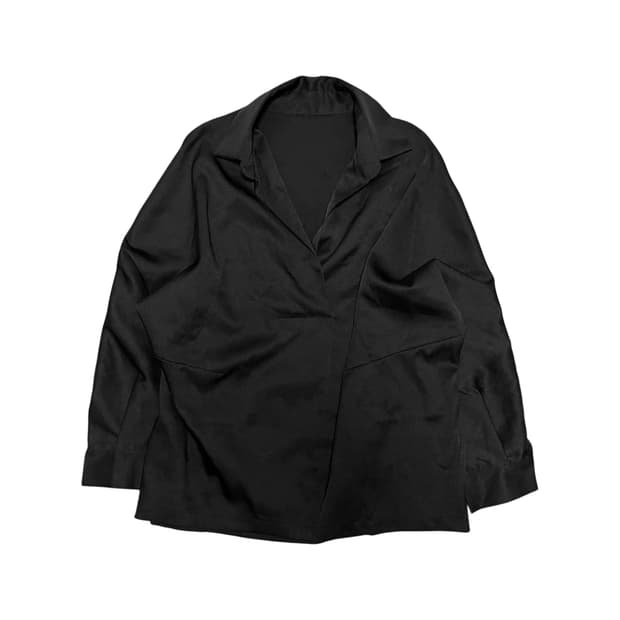 Pintuck Wrap Blouse Shirt_Black 