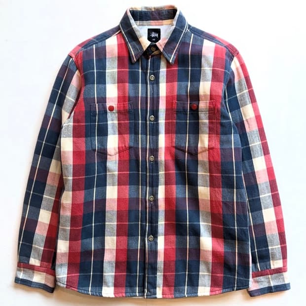 90‘s 스투시 퀼팅 체크 셔츠 자켓