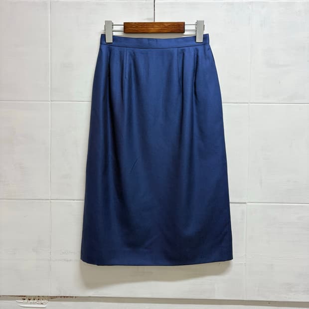 Burberrys 버버리 블루 실크 코튼 미디 스커트 25inch JPN