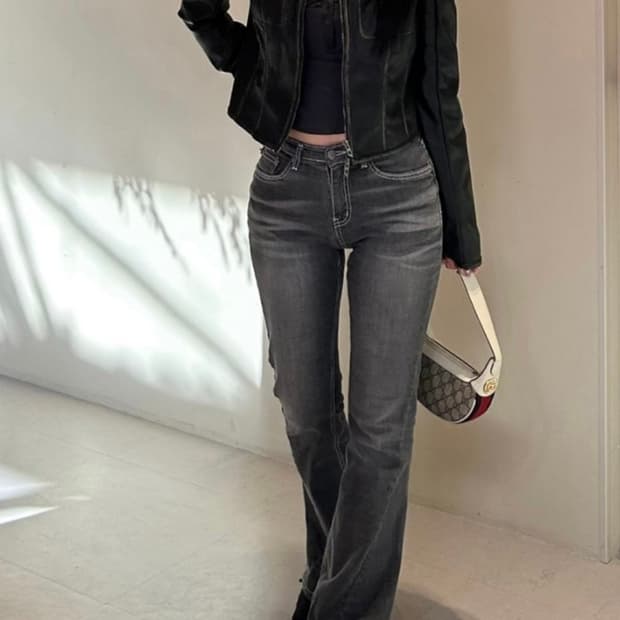 시너진 캣워싱 데님팬츠 다크 그레이