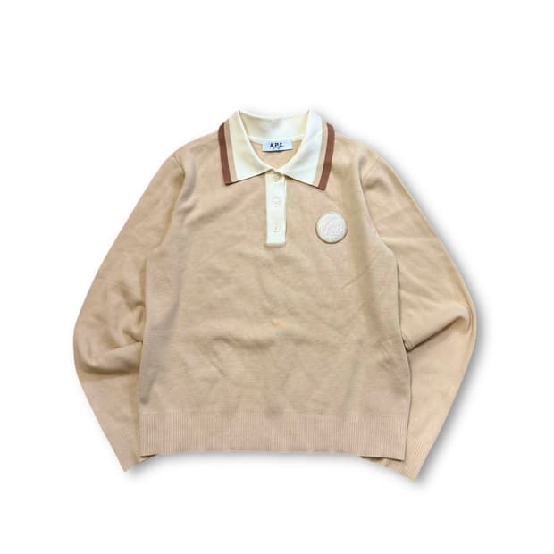 A.P.C Golf 베이지 긴팔 카라 니트 