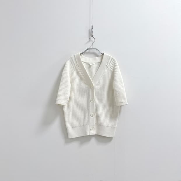 코스 반팔 코튼 니트 립 가디건