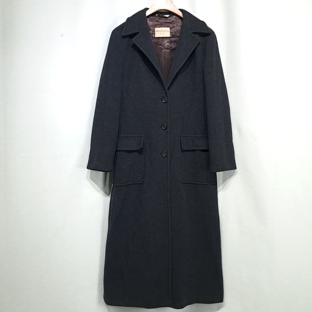 CL227 L 막스앤코 90s 이태리판 울캐시미어 차콜 롱코트