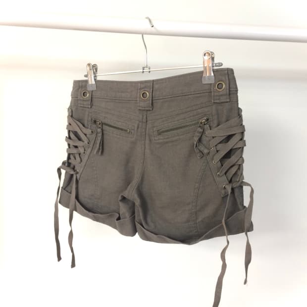 Khaki y2k Lace up Short 오네갸루 갸루 레이스업 쇼츠