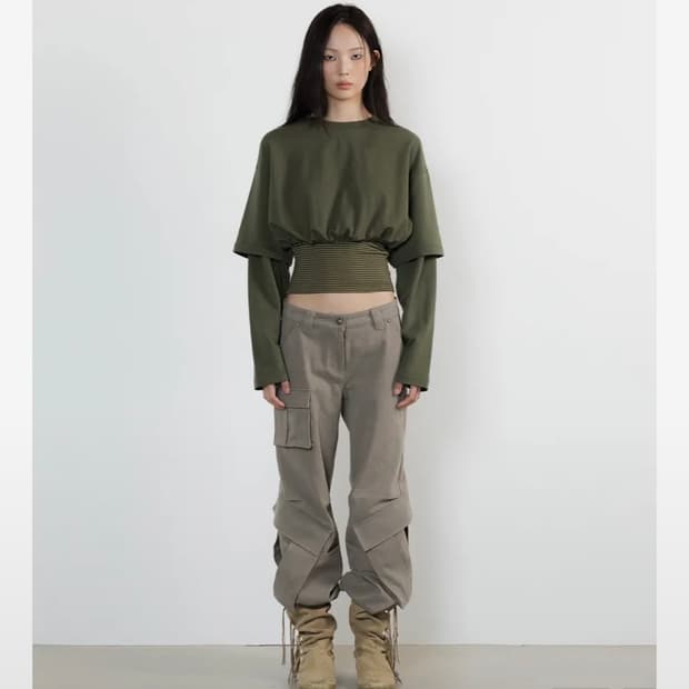 웻태그 DOUBLE SLEEVE BANDING TOP