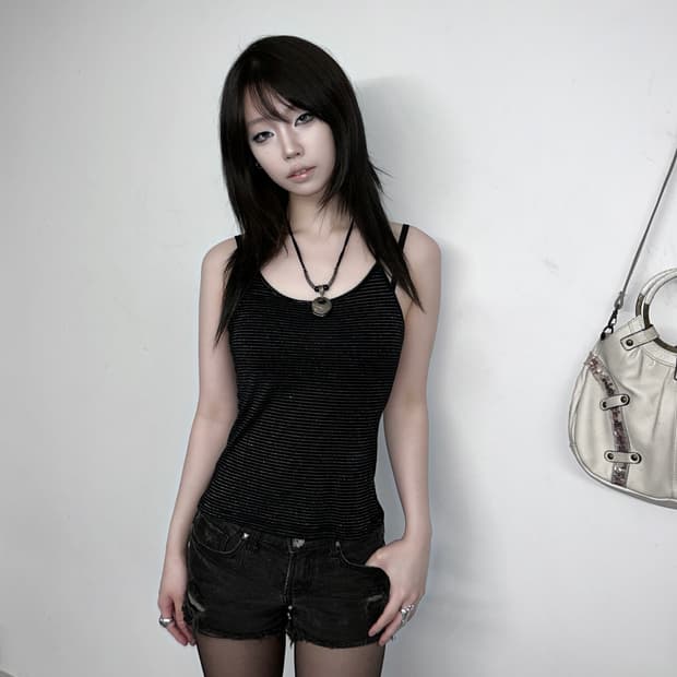 Asymmetric Stripe Slim Camisole Top