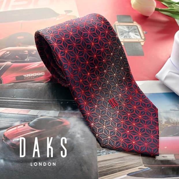 닥스 실크&폴리에스터 레드&블루 넥타이 8.5cm A+등급 A18591
