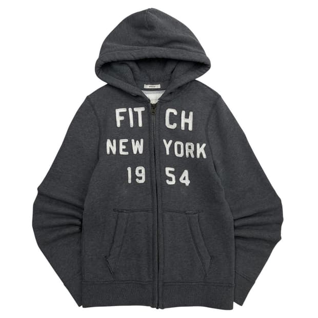 아베크롬비 센터로고 그레이 후드집업 S