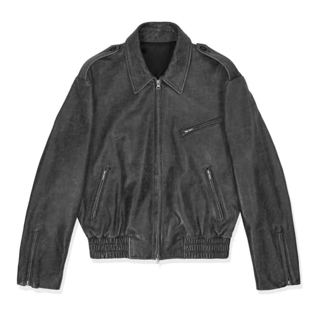 새제품 L) STU 에폴렛 레더 자켓 블랙