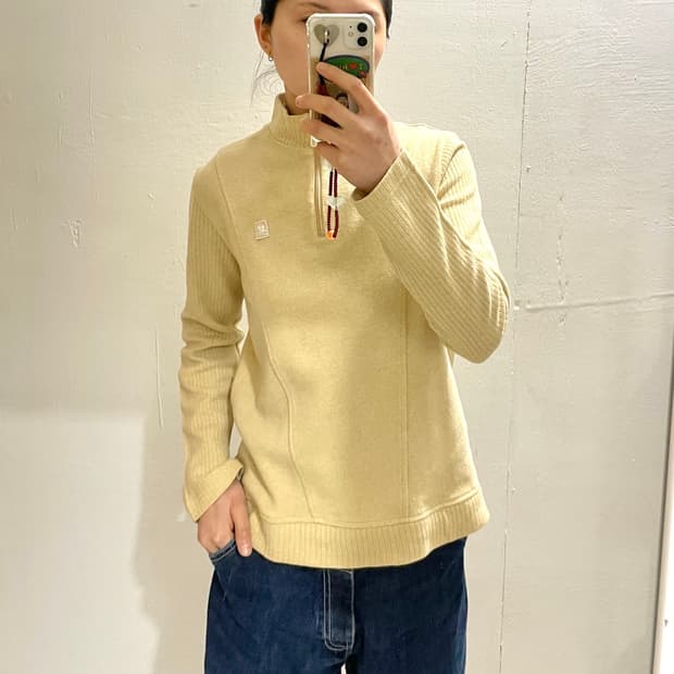 꾸레주 면 혼방 니트 반집업 쿼터집업