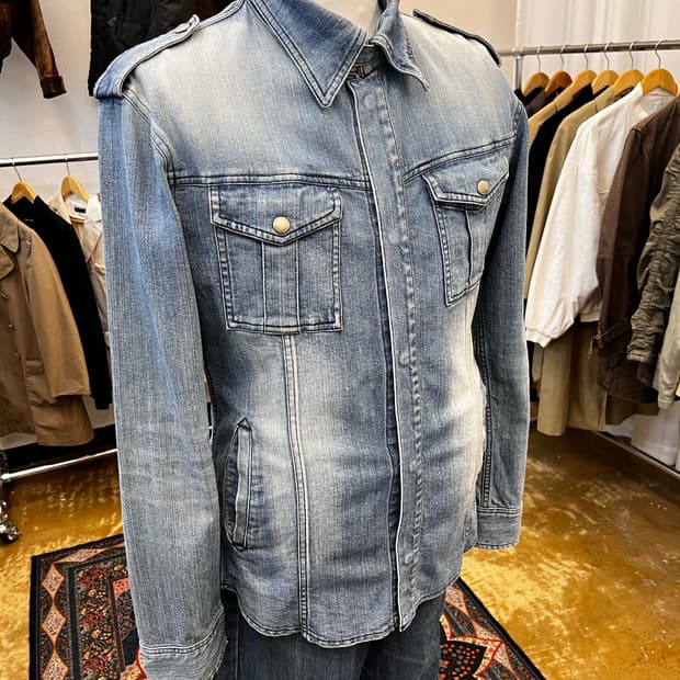 버버리 블랙 라벨 밀리터리 데님 자켓