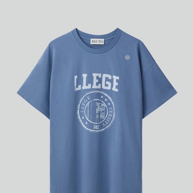 [새상품] 렉토 llege 리지 로고 티셔츠 블루