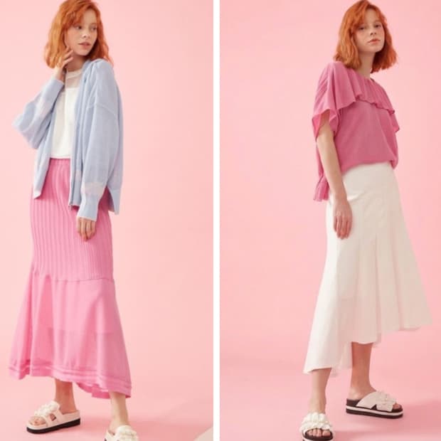 오즈세컨 머메이드 스커트, 러플패널 탑 66사이즈